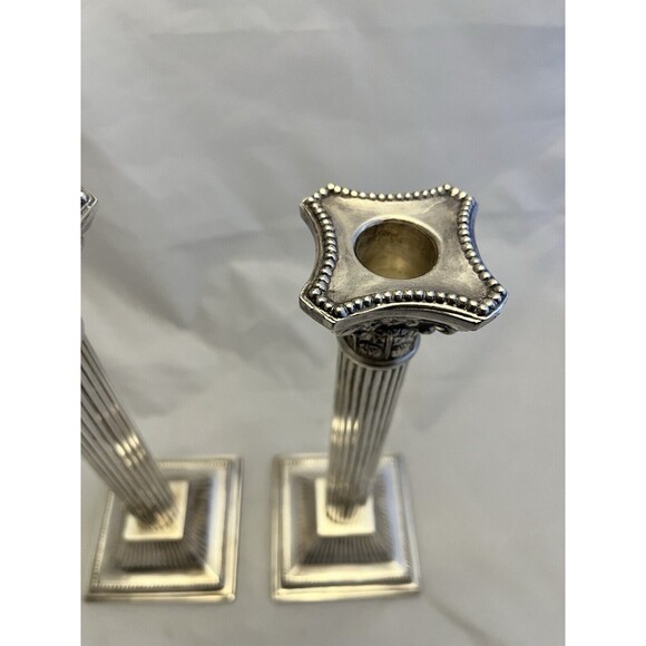 F.B. Rogers Silver Company Silver Plate Candlestick Pair Corinthian Columns VTG - Picture 8 of 11